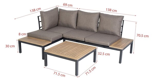 TERASOVÁ SEDACÍ SOUPRAVA dřevo, kov Ambia Garden - Online Only zahradní nábytek, Online Only