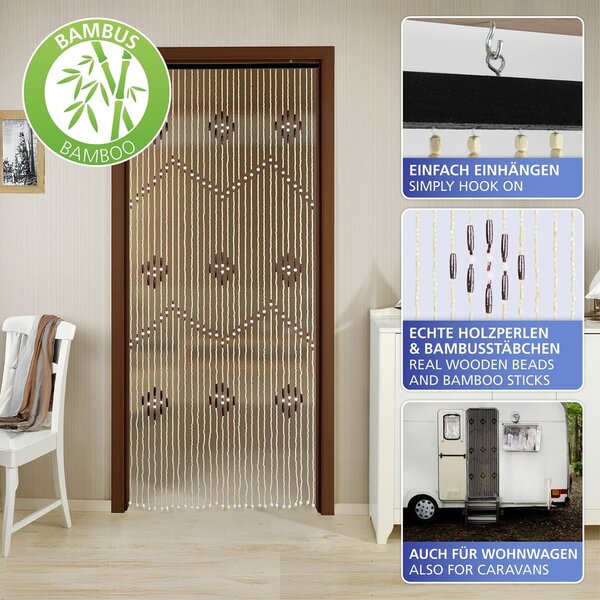 Bambusový závěs do dveří v přírodní barvě 90x200 cm – Maximex