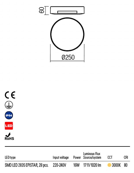 Redo Venkovní stropní/nástěnné svítidlo SKOR Ø250mm, IP54 Barva: Antracit