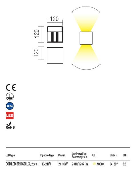 Redo Venkovní nástěnné svítidlo VARY d:120mm, IP54 Barva: Antracit, Teplota světla: 3000K - teplá bílá