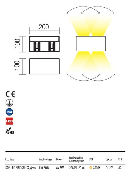 Redo Venkovní nástěnné svítidlo VARY d:200mm, IP54 Barva: Hnědá, Teplota světla: 3000K - teplá bílá