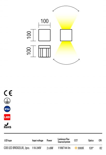 Redo Venkovní nástěnné svítidlo VARY d:100mm, IP54 Barva: Antracit, Teplota světla: 3000K - teplá bílá