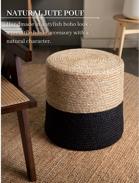 Černý/v přírodní barvě taburet Juta Gold Black – Hanse Home