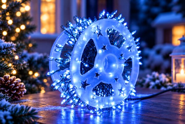 Vánoční LED světelný mikro řetěz, modrá, 20m, 600 LED, se záblesky