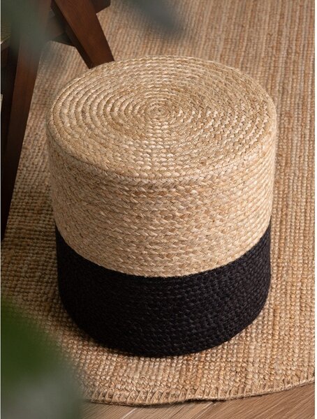 Černý/v přírodní barvě taburet Juta Gold Black – Hanse Home