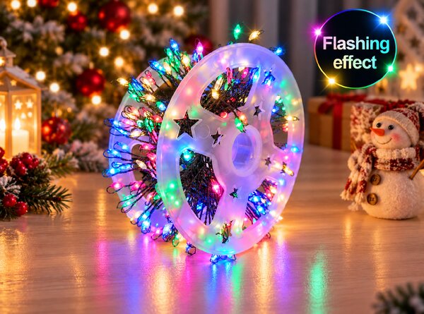 Vánoční LED světelný mikro řetěz, různobarevná, 20m, 600 LED, se záblesky
