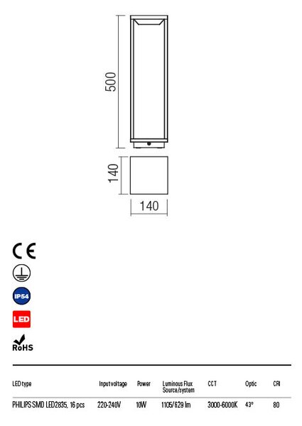 Redo Venkovní zahradní SMART sloupkové svítidlo Tower