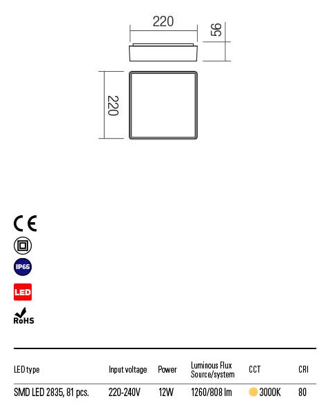 Redo Venkovní stropní svítidlo Marina d:22cm