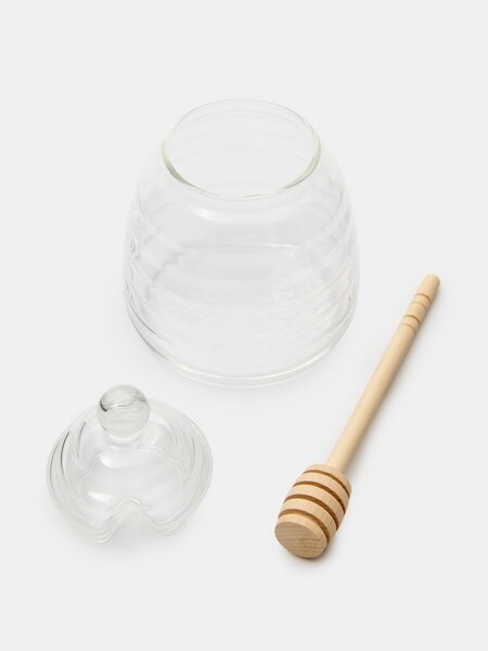 Sinsay - Rýhovaná nádoba na med s naběračkou 2 pack - clear