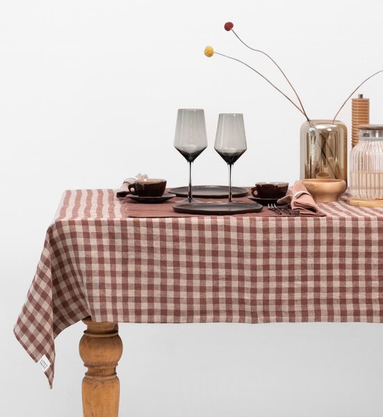 Lněný ubrus Chocolate Gingham