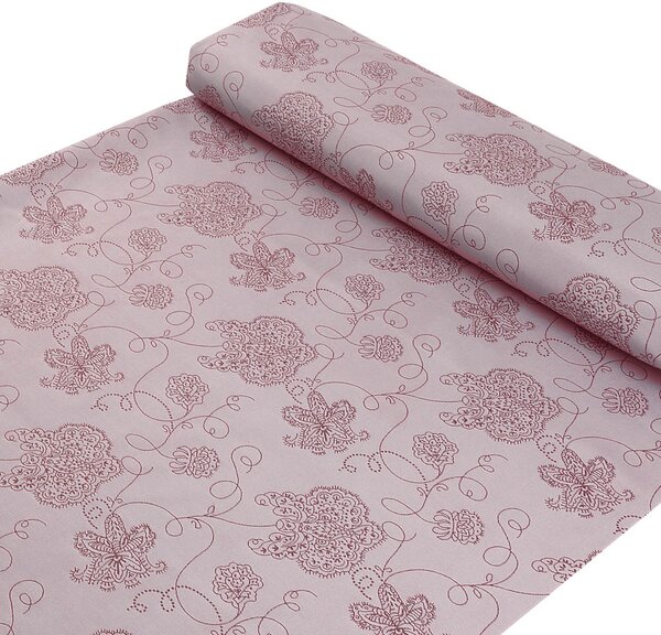 Biante Teflonový oválný ubrus TF-138 Hnědovínové květované ornamenty na starofialovém 50x100 cm