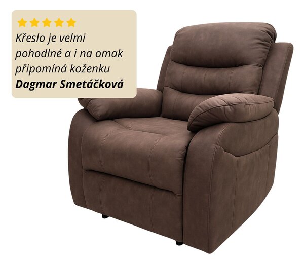 Vikio TV relaxační křeslo manuální polohování hnědá látka v dekoru kůže AKR138B-2