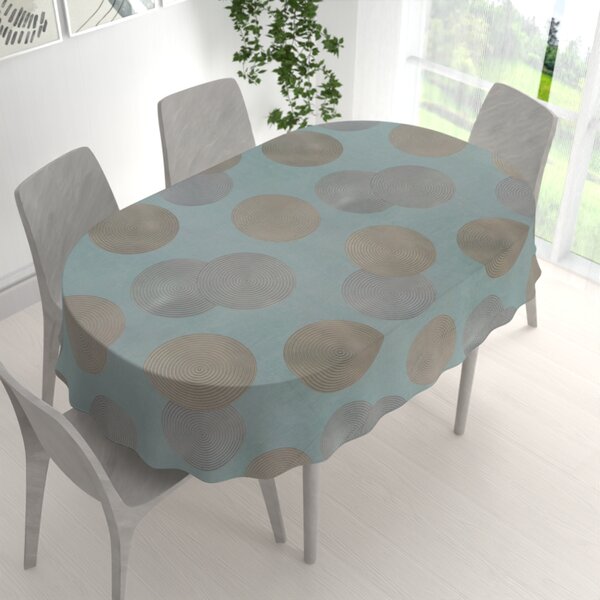Biante Sametový oválný ubrus Tamara TMR-058 Designové kruhy na modrošedém 50x100 cm