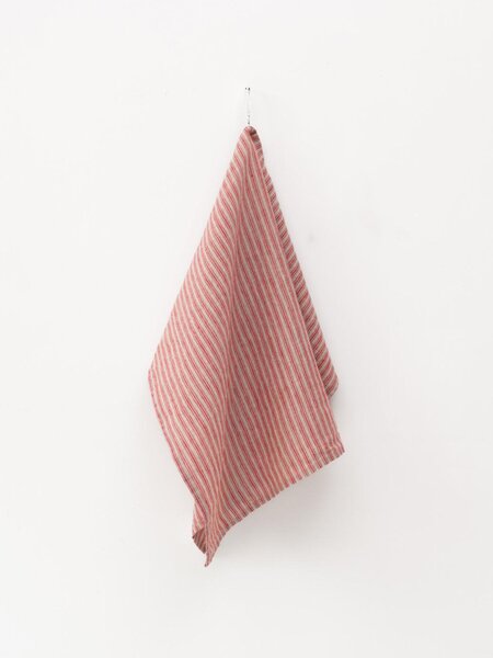 Lněná utěrka na nádobí Red Natural Stripes