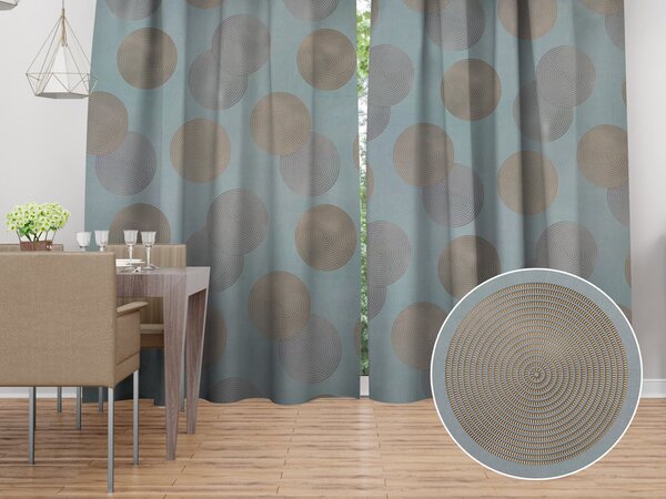 Biante Sametový závěs Tamara TMR-058 Designové kruhy na modrošedém 145x140 cm
