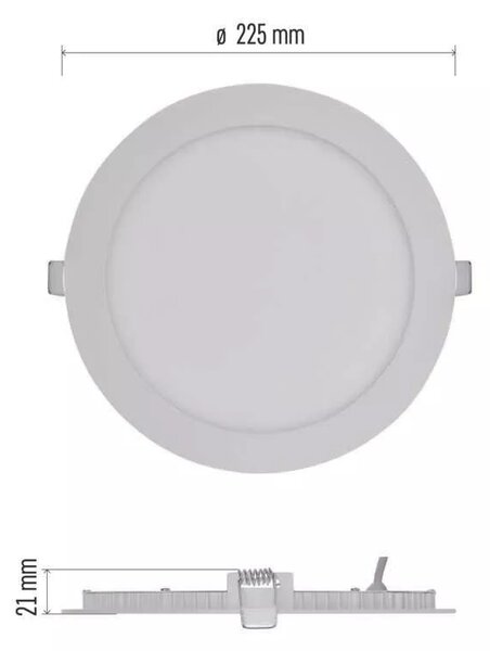 Emos lighting LED zápustný panel NEXXO ø22,5cm, 18W, kulatý, bílý Barva: Bílá, Teplota světla: 3000K - teplá bílá