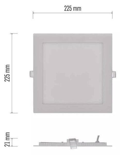 Emos lighting LED zápustný panel NEXXO, 22,5cm, 18W, čtvercový, bílý Barva: Bílá, Teplota světla: 4000K - denní bílá