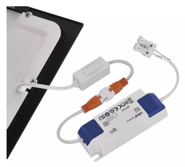 Emos lighting LED zápustný panel NEXXO, 17,5cm, 12,5W, CCT, čtvercový, černý/stříbrný Barva: Černá
