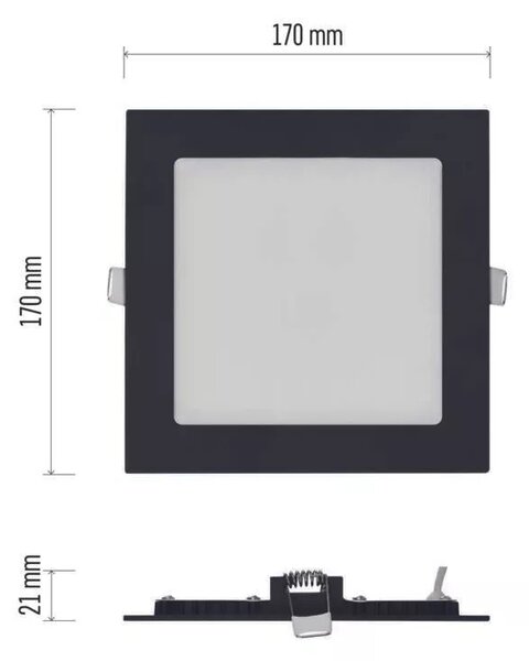 Emos lighting LED zápustný panel NEXXO, 17,5cm, 12,5W, CCT, čtvercový, černý/stříbrný Barva: Černá