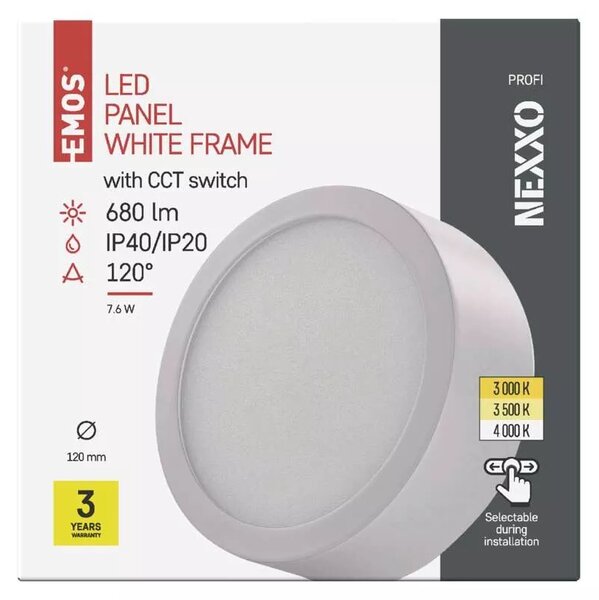 Emos lighting LED přisazený panel NEXXO ø12cm, 7,6W, CCT, kulatý, bílý