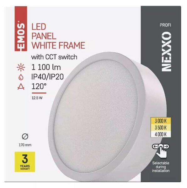 Emos lighting LED přisazený panel NEXXO ø17cm, 12,5W, CCT, kulatý Barva: Bílá
