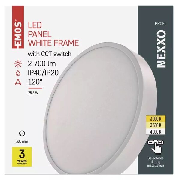 Emos lighting LED přisazený panel NEXXO ø30cm, 28,5W, CCT, kulatý Barva: Černá