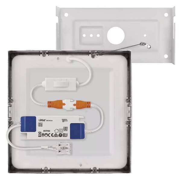 Emos lighting LED přisazený panel NEXXO 17cm, 12,5W, CCT, čtvercový Barva: Stříbrná