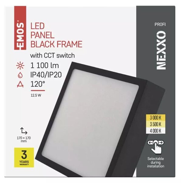 Emos lighting LED přisazený panel NEXXO 17cm, 12,5W, CCT, čtvercový Barva: Stříbrná