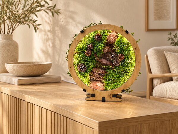 "Mechové zátiší" lampa 20x22 cm provedení povrchu: dub