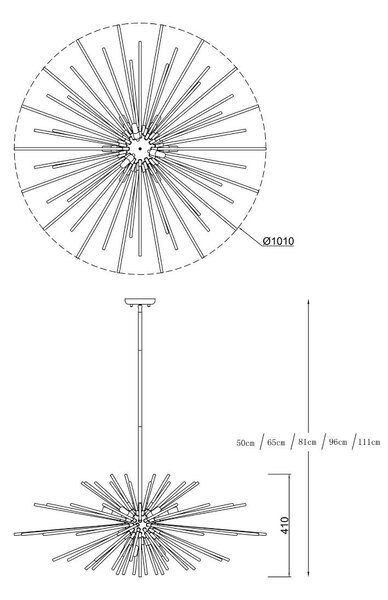 Zuma Line Kovové závěsné svítidlo Urchin, Ø101cm