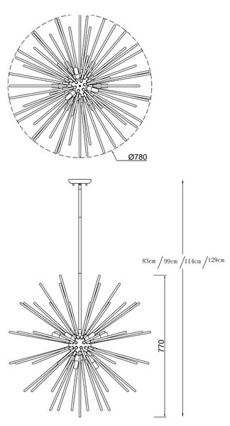 Zuma Line Kovové závěsné svítidlo Urchin, Ø78cm