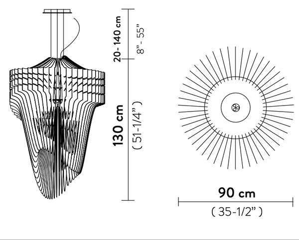 Slamp Závěsné svítidlo ARIA XL, ø90cm Barva: Zlatá