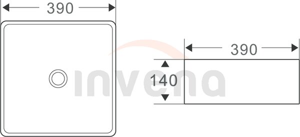 Invena Reja, keramické umyvadlo na desku 390x390x140 mm, zlatá lesklá, INV-CE-39-009-C