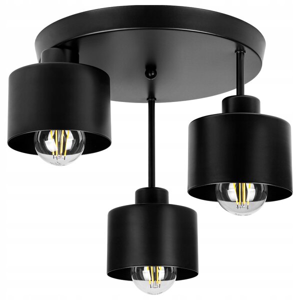 Lampa Sufitowa LED Żyrandol Wisząca 3x E27 Svítidlo Černé do Obývacího pokoje