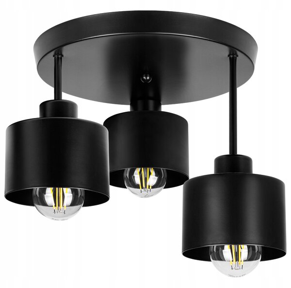 Lampa Sufitowa LED Żyrandol Wisząca 3x E27 Svítidlo Černé do Obývacího pokoje