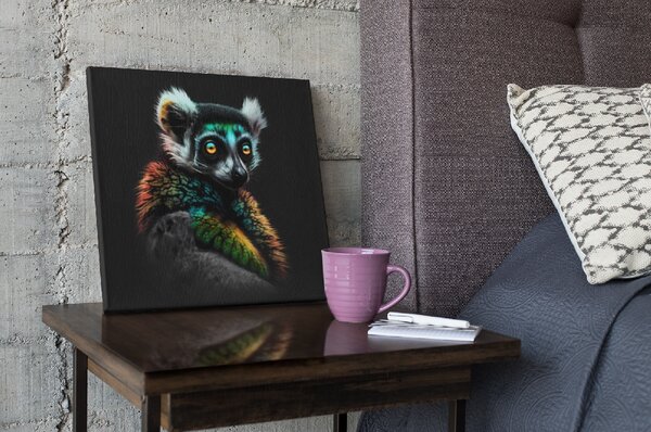 Obraz na plátně - barevný Lemur FeelHappy.cz Rozměr obrazu (Šířka x Výška): 40 x 40 cm