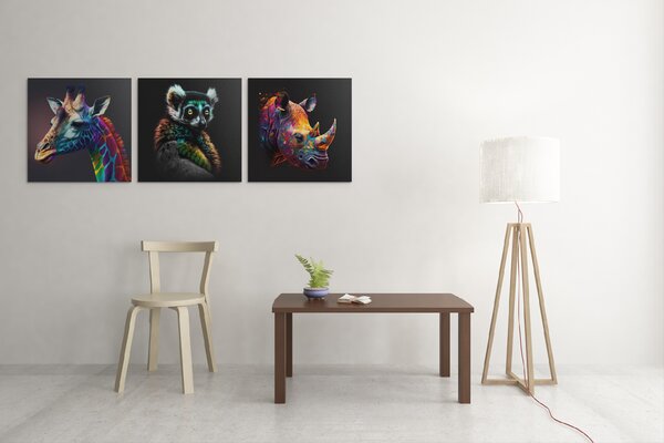 Obraz na plátně - barevný Lemur FeelHappy.cz Rozměr obrazu (Šířka x Výška): 40 x 40 cm
