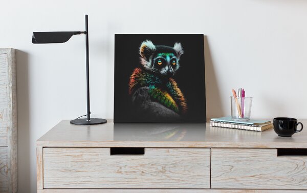 Obraz na plátně - barevný Lemur FeelHappy.cz Rozměr obrazu (Šířka x Výška): 40 x 40 cm