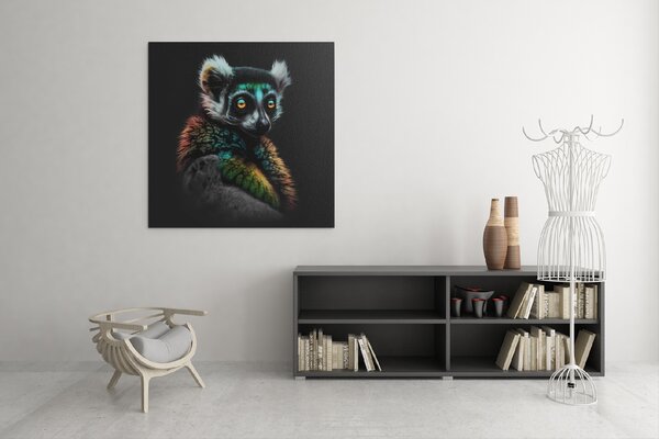 Obraz na plátně - barevný Lemur FeelHappy.cz Rozměr obrazu (Šířka x Výška): 40 x 40 cm