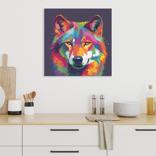 Obraz na plátně - Vlk Pop Art FeelHappy.cz Rozměr obrazu (Šířka x Výška): 60 x 60 cm
