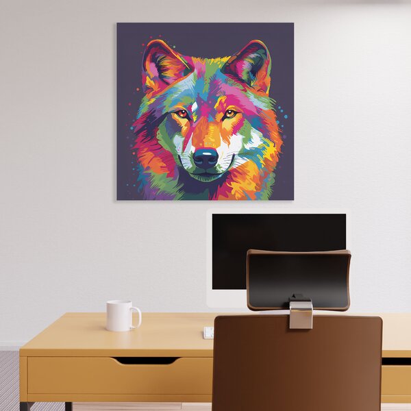 Obraz na plátně - Vlk Pop Art FeelHappy.cz Rozměr obrazu (Šířka x Výška): 60 x 60 cm