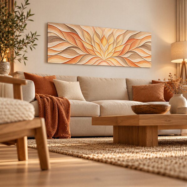 Obraz na plátně - Mandala Sluneční květ FeelHappy.cz Rozměr obrazu (Šířka x Výška): 60 x 20 cm
