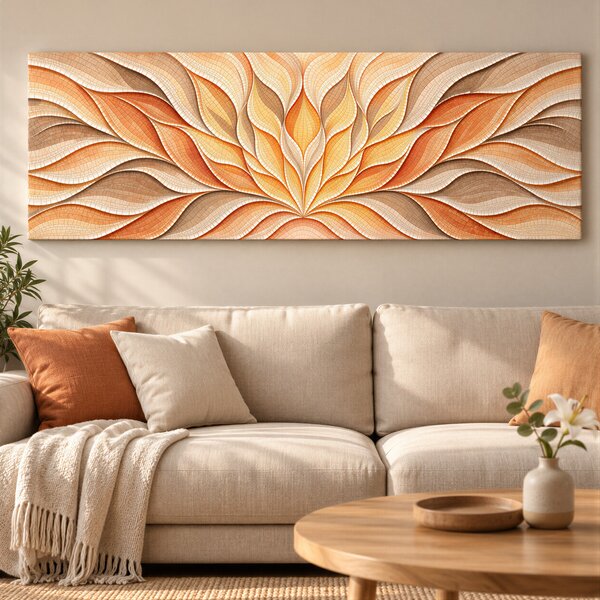Obraz na plátně - Mandala Sluneční květ FeelHappy.cz Rozměr obrazu (Šířka x Výška): 60 x 20 cm