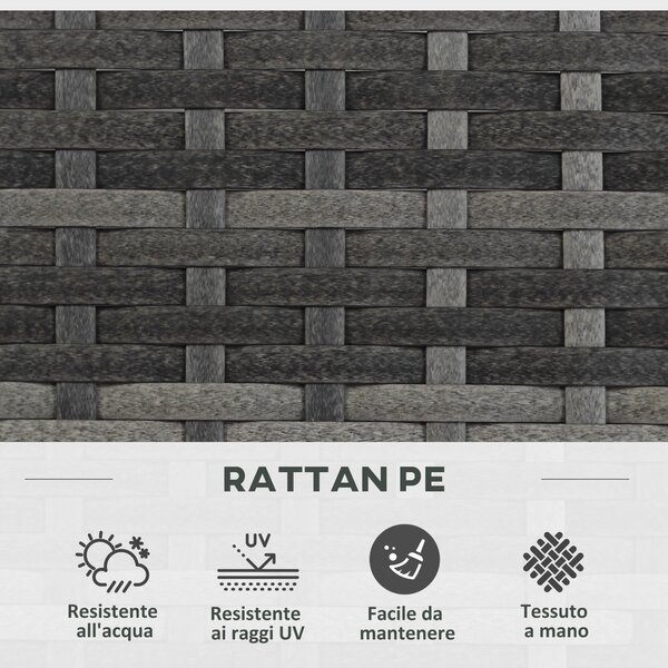 Outsunny Květináč s Trellis pro Popínavé Rostliny, Zvedený Květinový Záhon s 3 Vnitřními Květináči, Ocelová a PE Ratanová Konstrukce, 84x30x107cm, Šed
