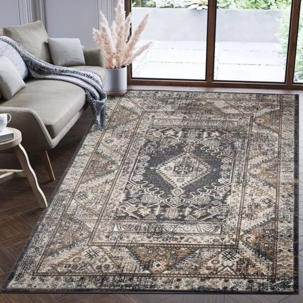 Makro Abra Kusový koberec klasický DUBAI L429B antracitový Rozměr: 80x150 cm