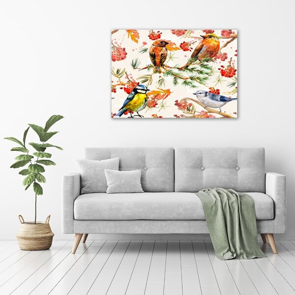 Moderní obraz canvas na rámu jehličňany a ptáci oc-73252518