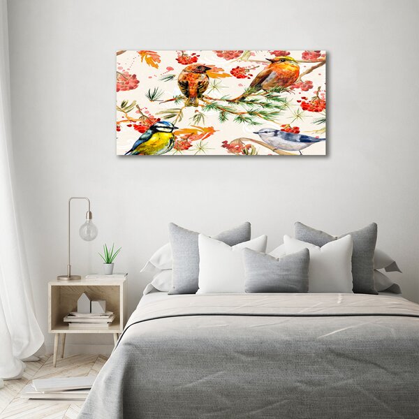 Moderní obraz canvas na rámu jehličňany a ptáci oc-73252518