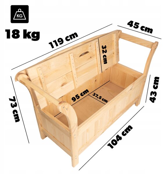 Zahradní lavice Kadax dřevěná béžová s opěradlem 119 cm s úložným prostorem
