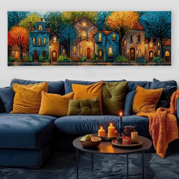 Obraz na plátně - Večerní teplo ve starém Dijonu FeelHappy.cz Velikost obrazu (šířka x výška): 60 x 20 cm