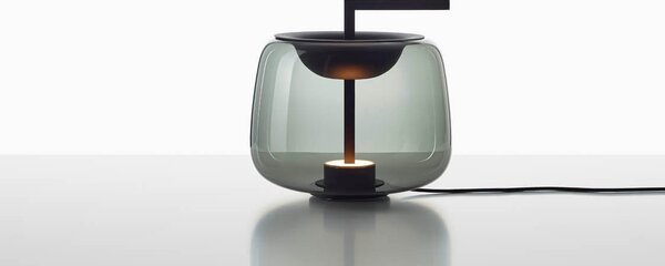 Brokis LED designová stolní lampa Double PC1296 Barva skla: Šedá kouřová - transparentní sklo